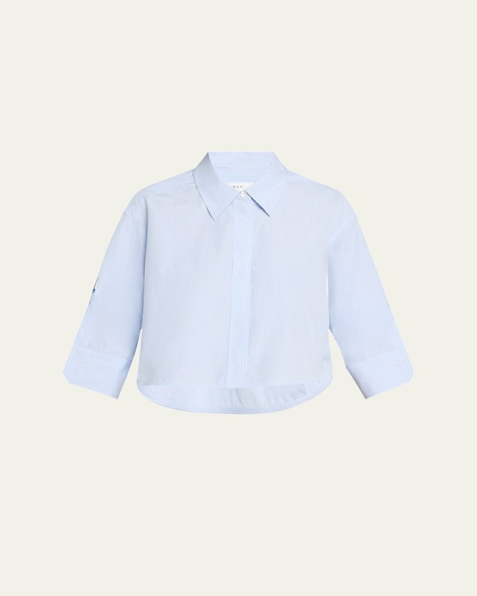 Maude High-Low Striped Cotton Shirt